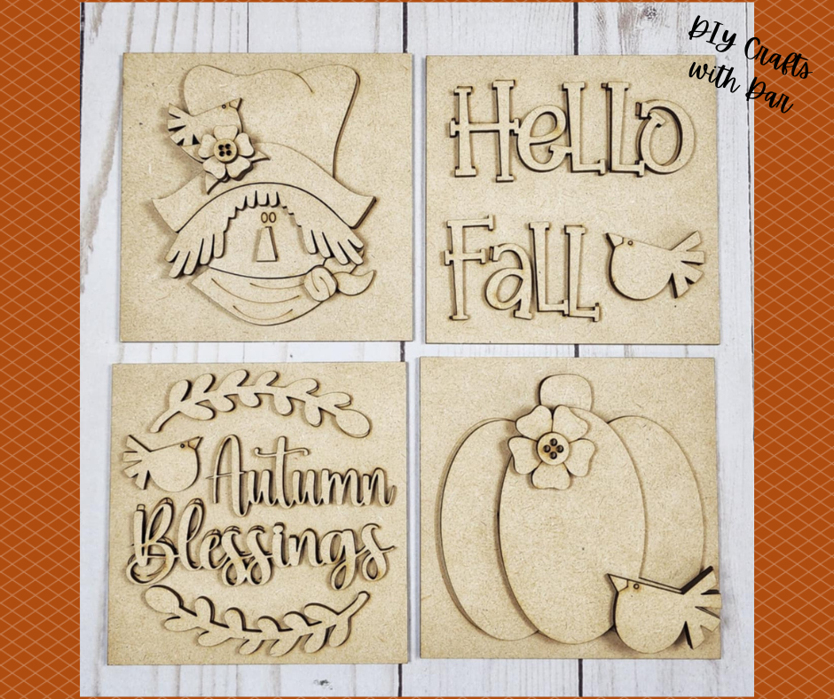 Fall Scarecrow set of 3 Blocks for Leaning Ladder or frame, DIY Unpainted Wooden Kit, DIY Blocks for Leaning Ladder Kit