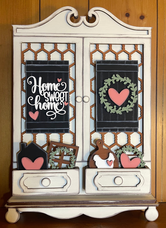 Home Sweet Home Insert for the Cottage Cabinet - unpainted wooden cutouts, ready for you to paint