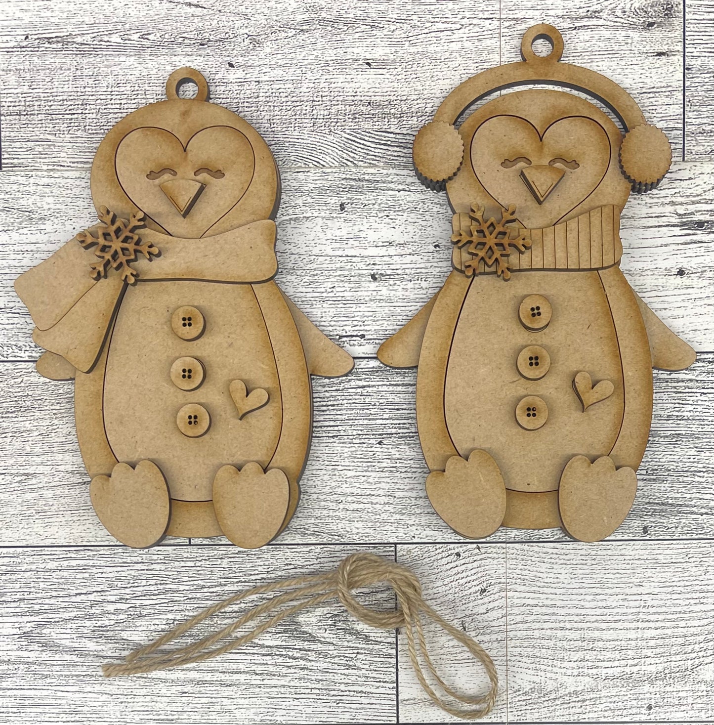 Penguin set of 2 Ornaments cutouts