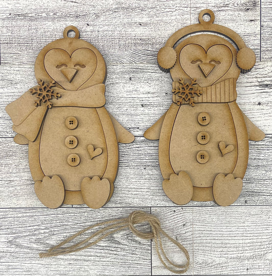 Penguin set of 2 Ornaments cutouts