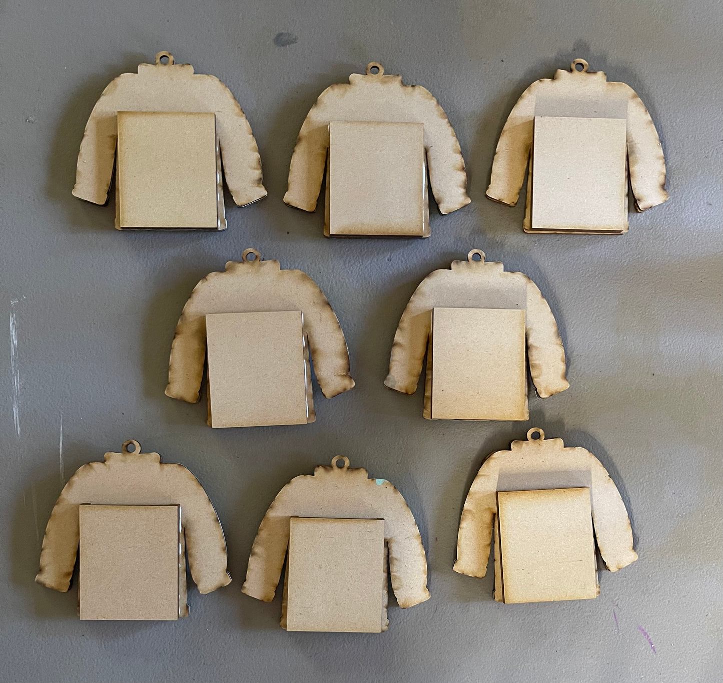 Ugly Sweater Gift Card Ornaments - Set of 4 or 8 wood ornament cutouts, unpainted ready for you to finish