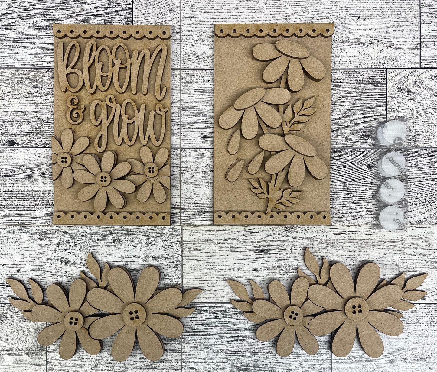 Bloom & Grow Daisy Insert for the Cottage Cabinet - unpainted wooden cutouts, ready for you to paint