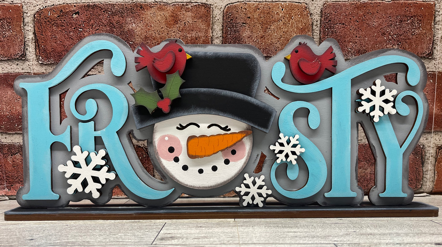 Frosty Snowman Word Stander unpainted cutouts