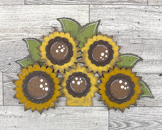 Sunflower Insert for basket - unpainted wooden cutouts, ready for you to paint