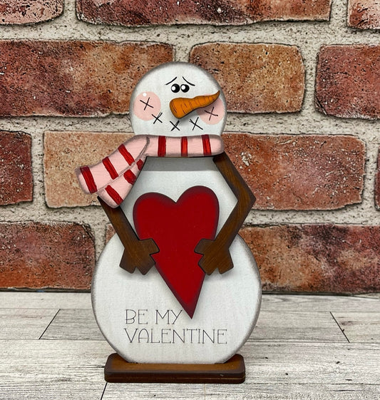 Valentine’s Snowman wood cutouts, unpainted ready for you to paint