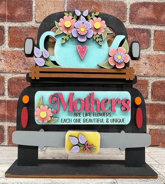 Mother’s Day Truck Insert cutouts - unpainted wooden cutouts, ready for you to paint
