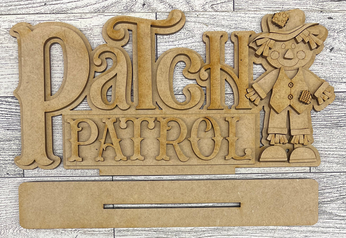 Patch Patrol word Stander  - unpainted cutouts, ready to paint