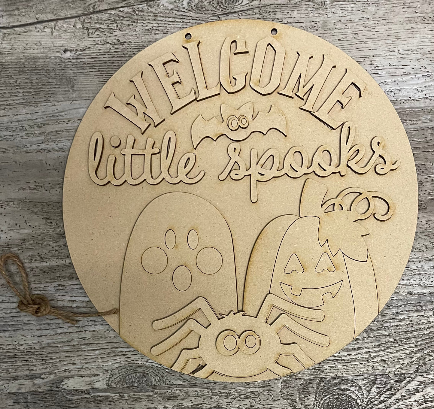 Welcome Little Spooks - Halloween Door Sign Kit, DIY Kit - unpainted wood cutouts