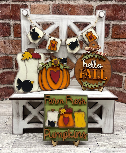 Fall Harvest Tiered Tray unpainted cutouts