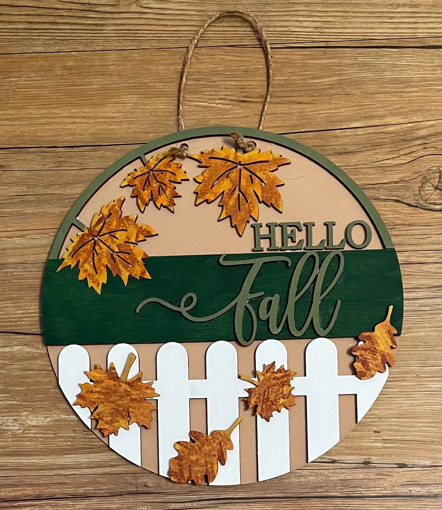 Hello Fall Leaves Door Sign Kit, DIY Kit - unpainted wood cutouts