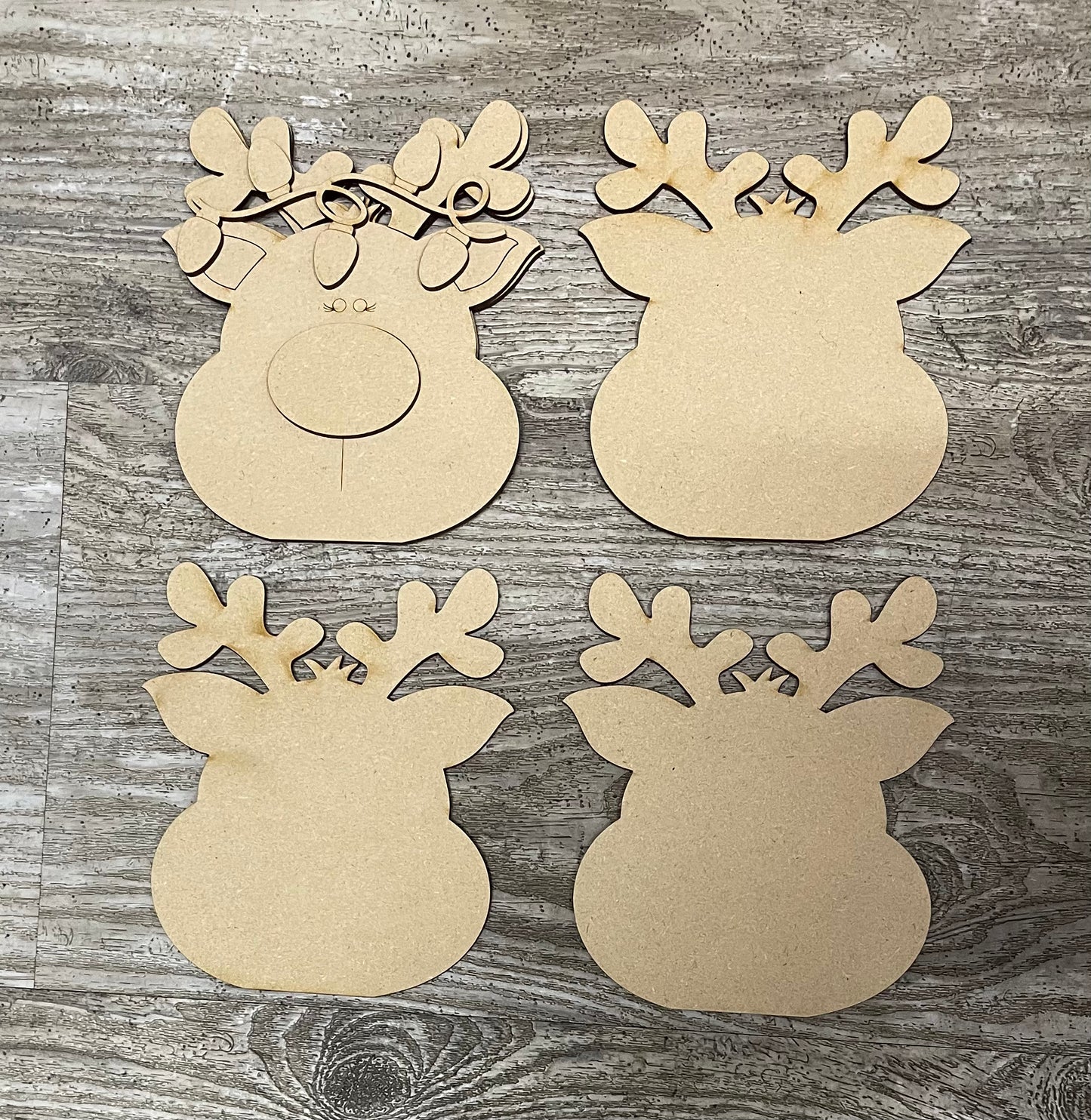 Chunky Reindeer shelf sitters cutouts, unpainted wooden cutout, ready for you to paint
