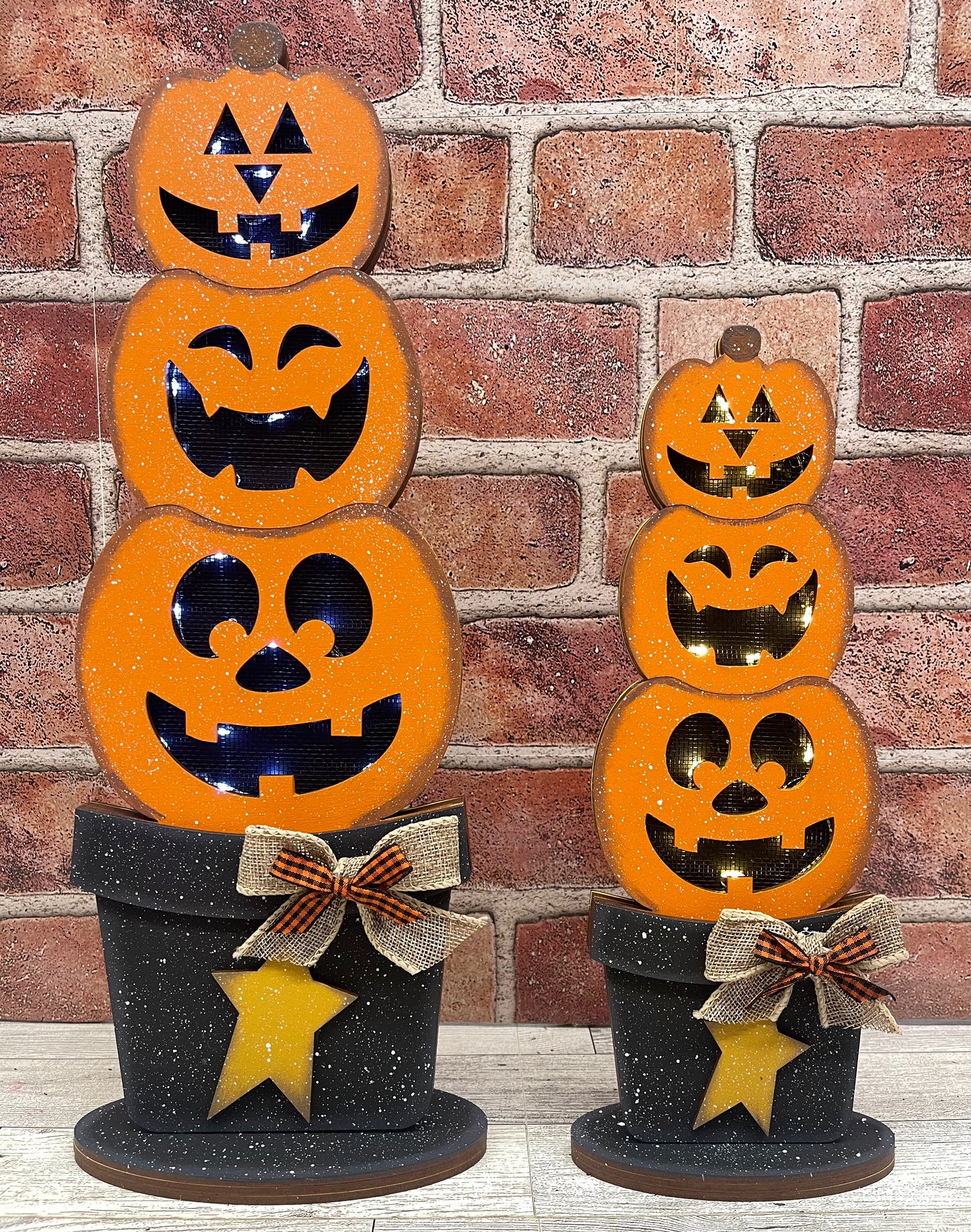 Stacked Lighted Pumpkin Stander - unpainted cutouts ready for you to paint