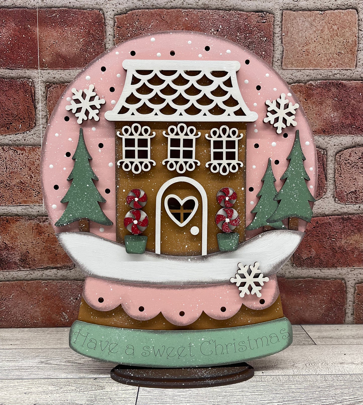 Large Gingerbread House Stander with Lights - unpainted cutouts, ready for you to paint