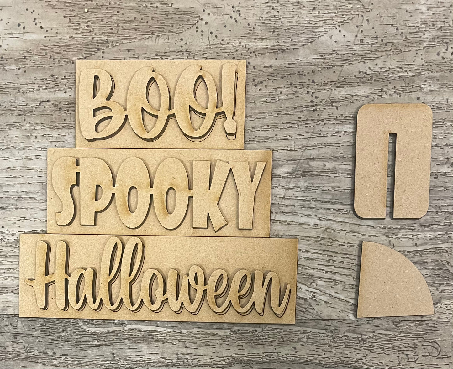 Halloween Word Stacker DIY Kit - unpainted wood cutouts