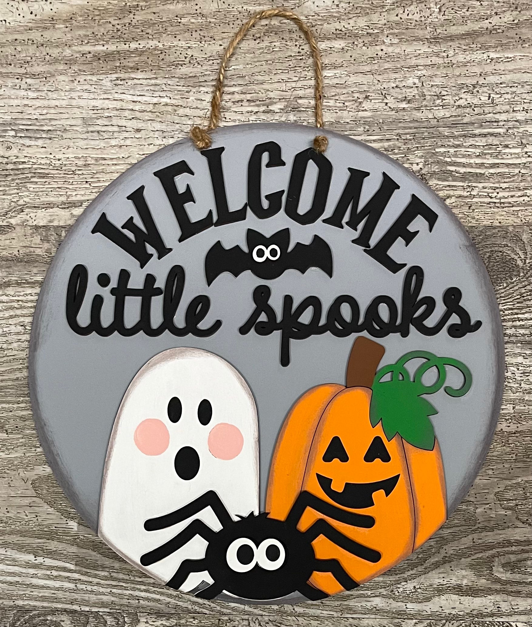 Spook Easy. Sign Welcome Little Spooks - Halloween Door Sign Kit, DIY Kit - unpainted w ...