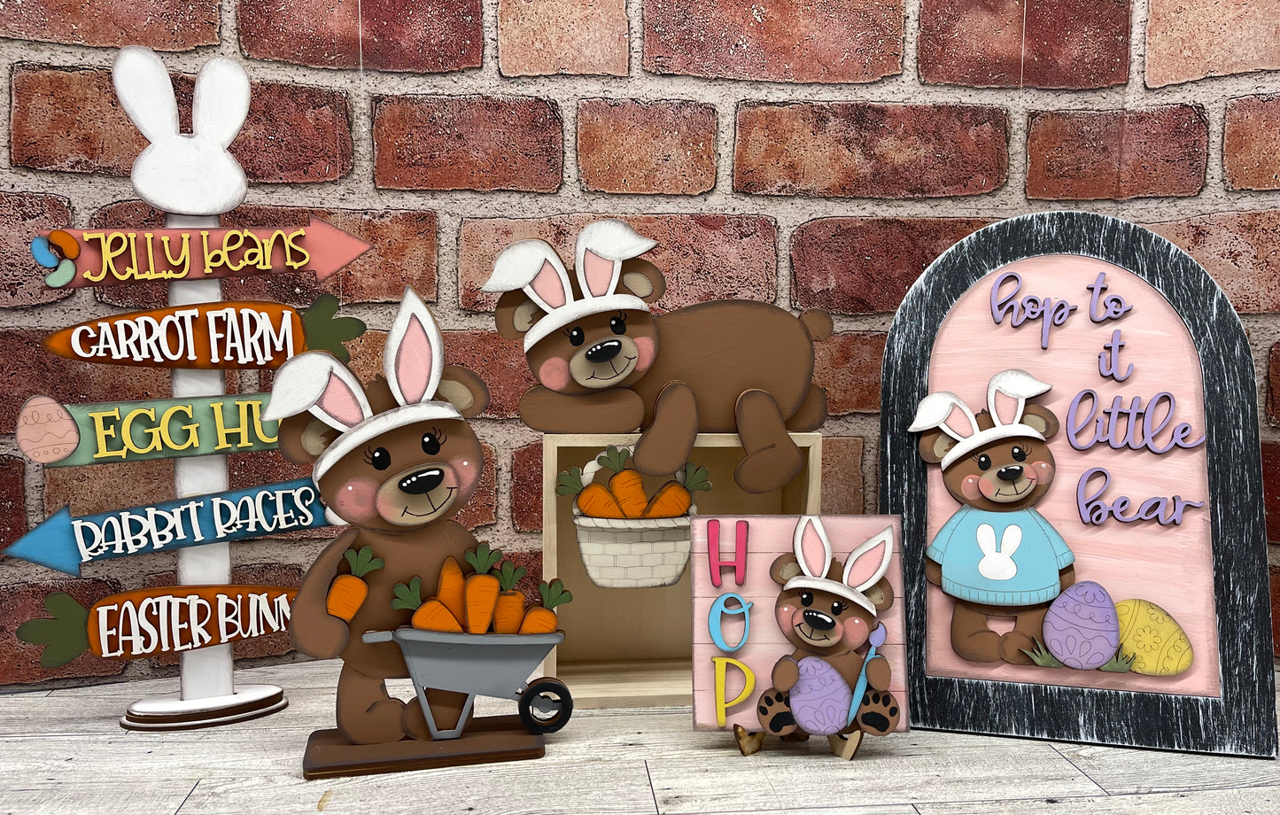 March Monthly Craft Kit - Easter Bunny Bear themed - does not include frame or plain arch or HOME arch frame sold separately - unpainted ready for you to finish