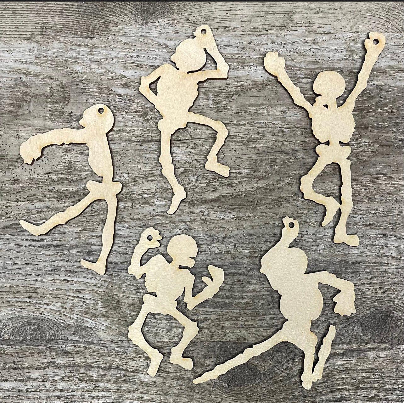 Halloween Ornaments Skeleton pieces wooden cutouts ready for you to paint