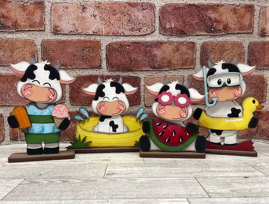 Summer Dairy Cow Standers - unpainted wooden cutouts, ready for you to paint