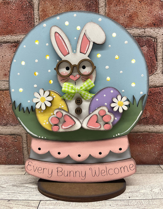 Every Bunny Welcome Lighted Easter - Globe Stander - unpainted wood cutouts, ready for you to paint