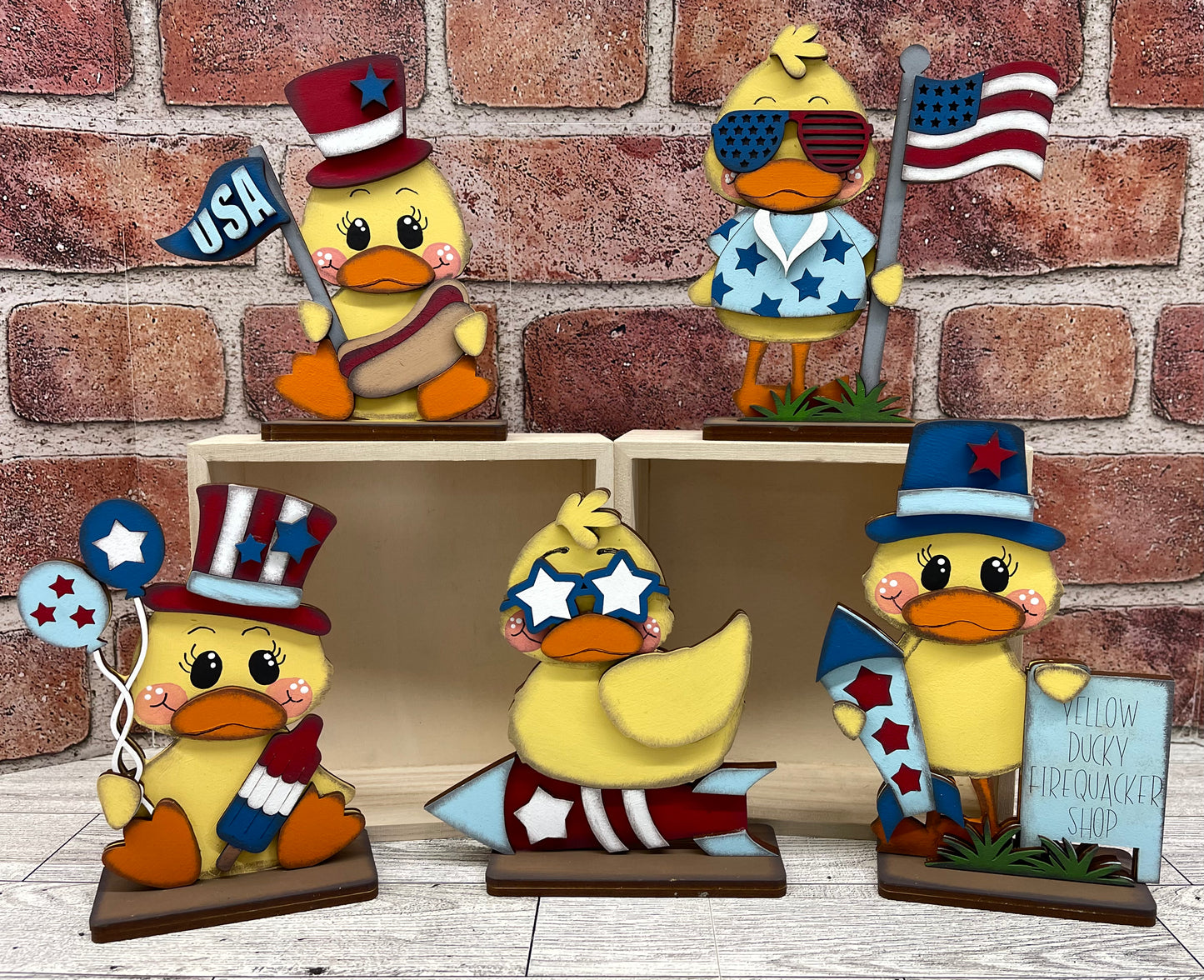 Patriotic Duck Standers - unpainted wooden cutouts, ready for you to paint (