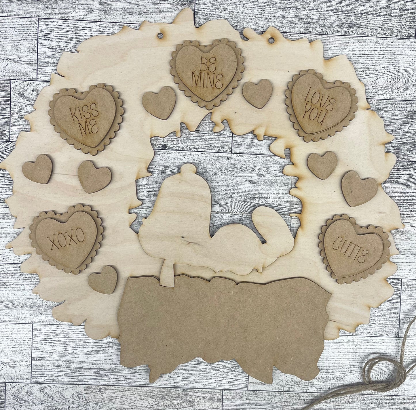 Valentine’s Snoopy Wreath - Peanuts Gang Cutout unpainted wood ready for you to paint
