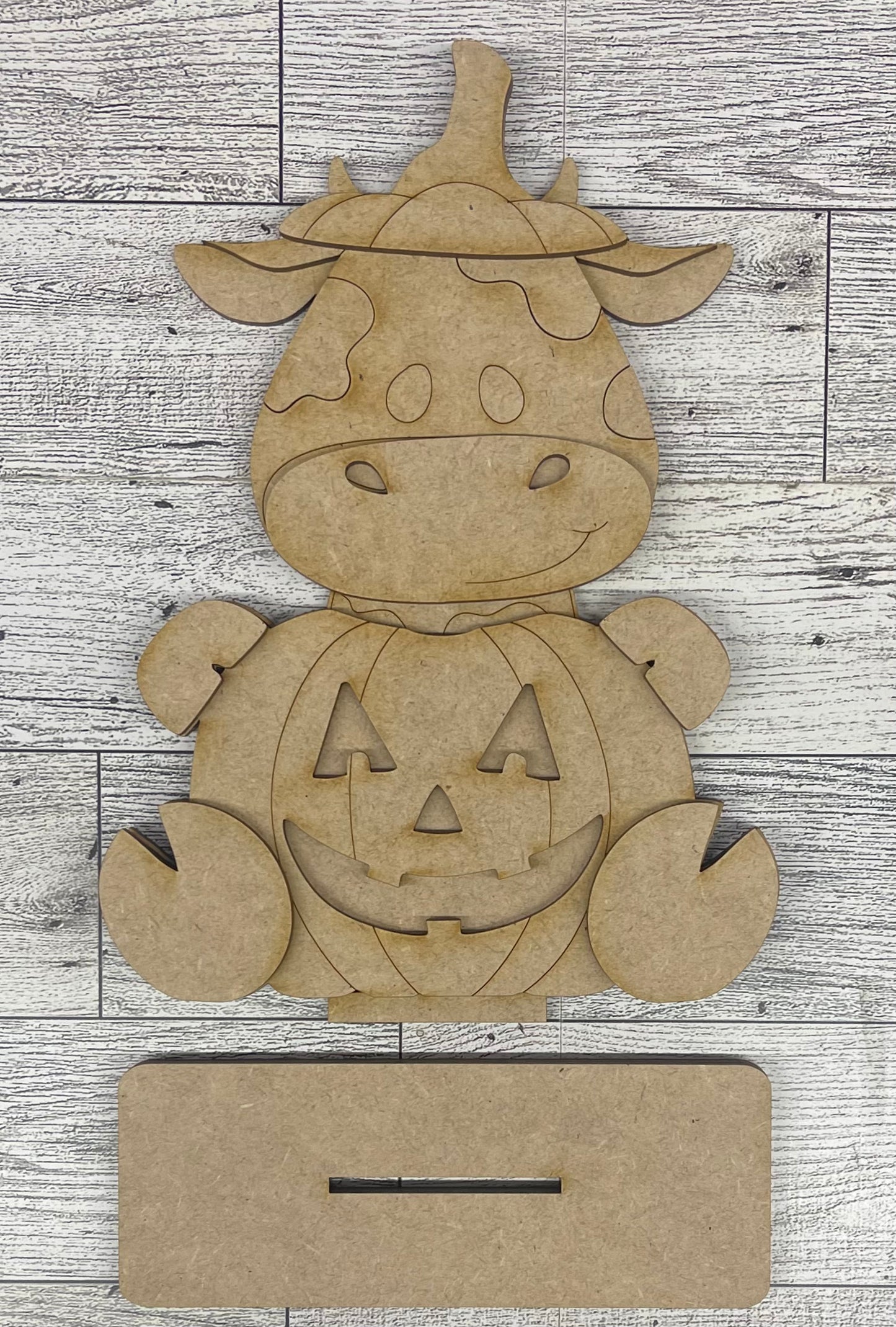 Halloween Cow with Pumpkin  Stander  - unpainted cutouts, ready to paint