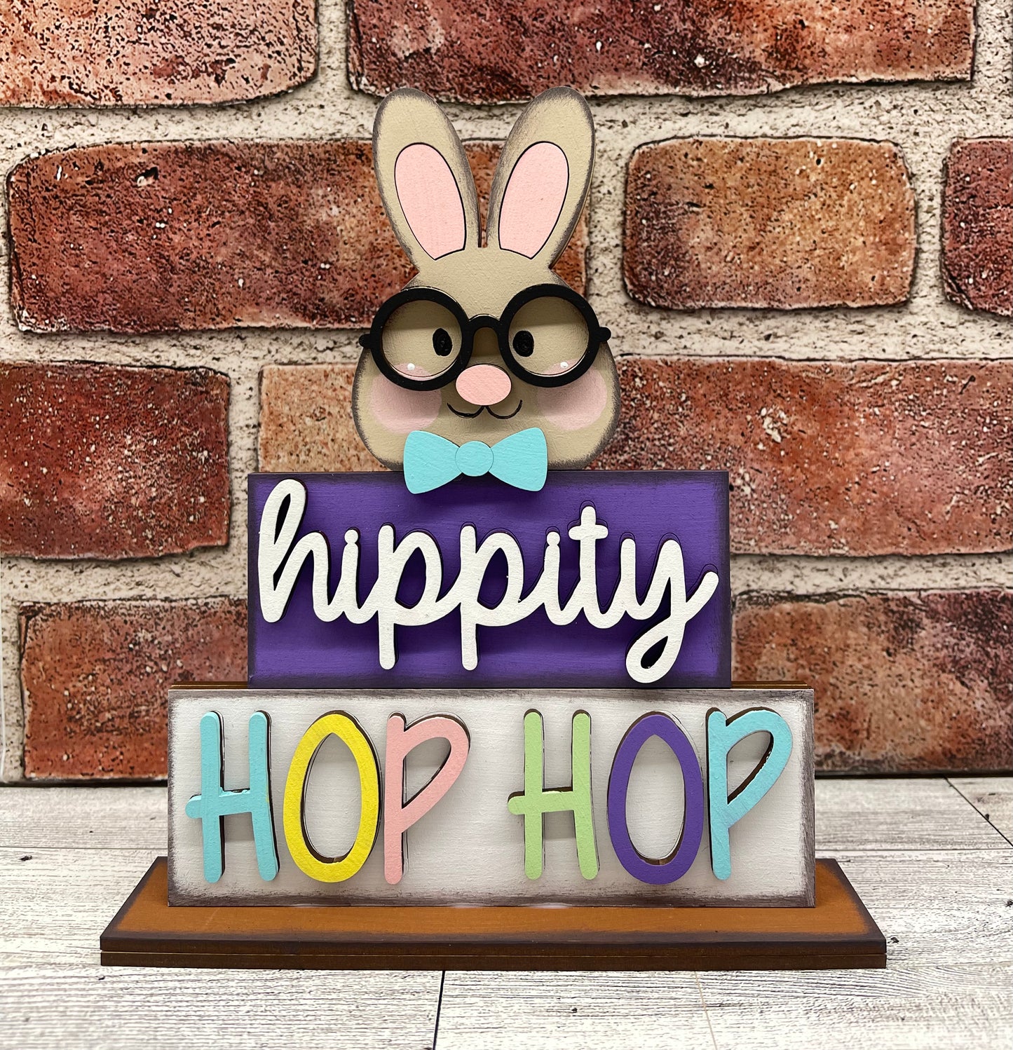 Nerdy Bunny Easter Word Stander unpainted wood cutouts - ready for you to paint