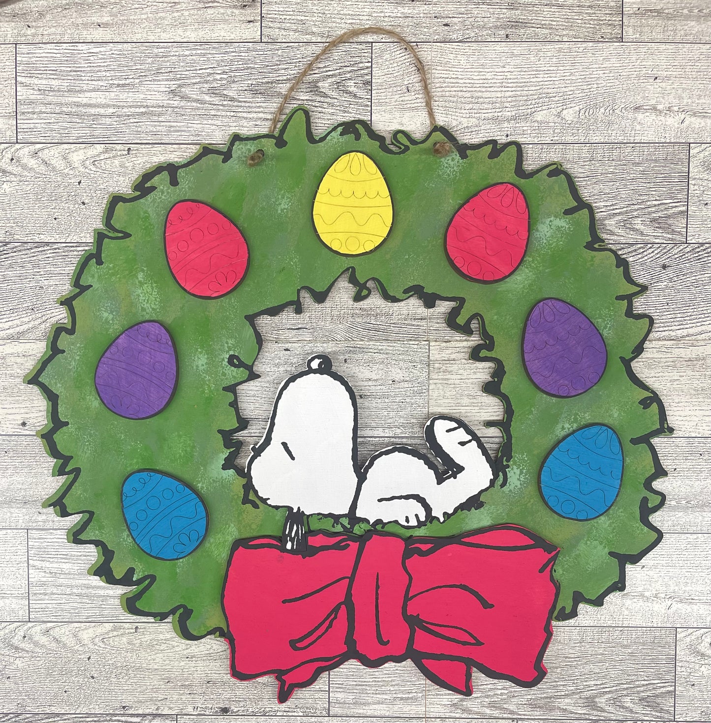 Easter Snoopy Wreath - Peanuts Gang Cutout unpainted wood ready for you to paint