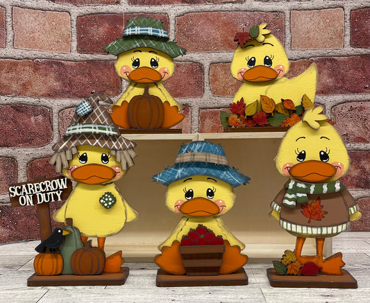 Fall Duck Standers Set of Five - unpainted cutouts, ready to paint