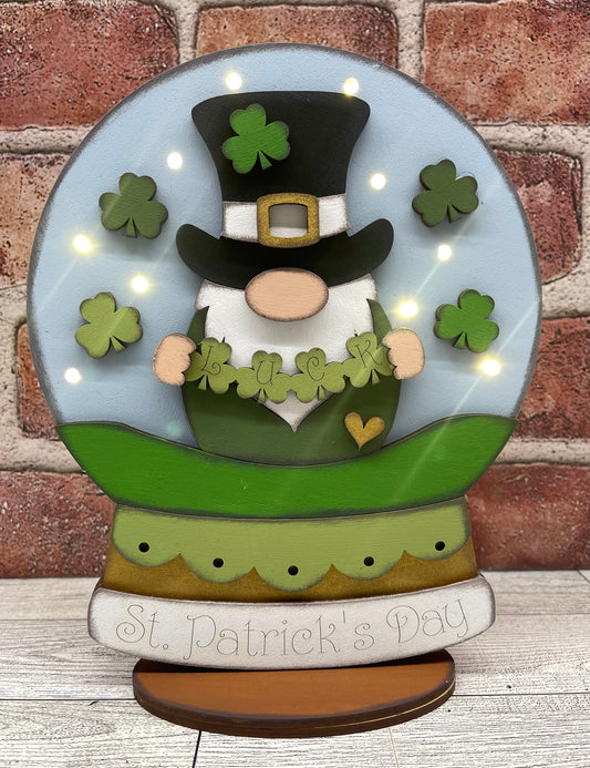$10.00 Tuesday - Large St. Patricks Day Gnome Lighted Globe Stander - unpainted cutouts ready for you to finish