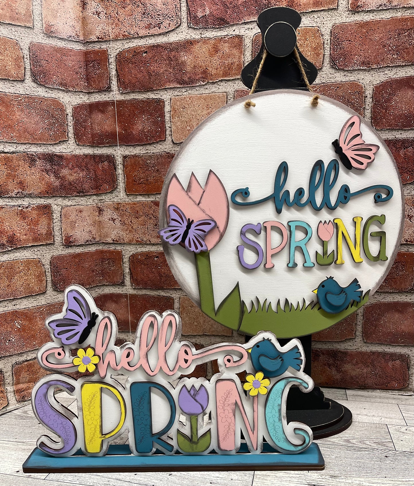 Hello Spring round sign kit, unpainted wooden cutouts - diy kit ready ...