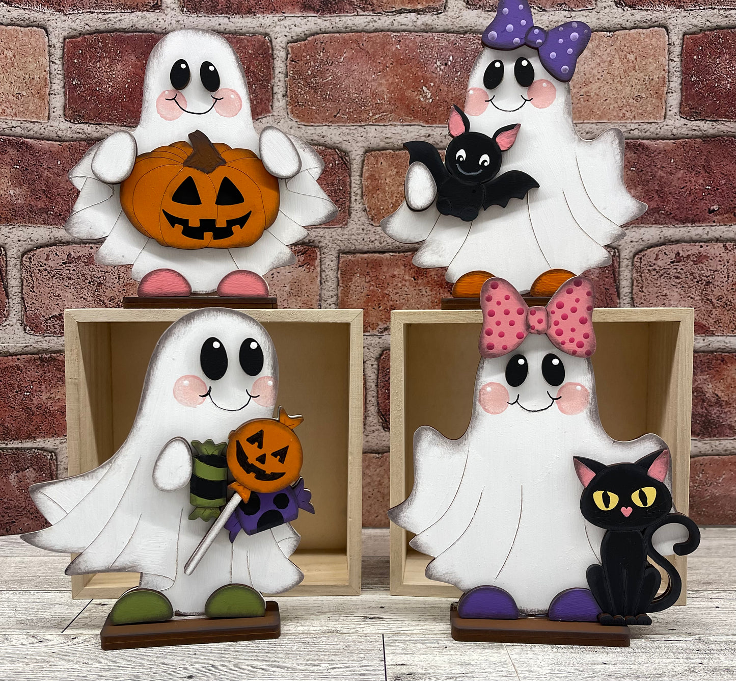 $10.00 Tuesday-  Halloween Ghost Standers set of 4 - unpainted cutouts ready for you to finish