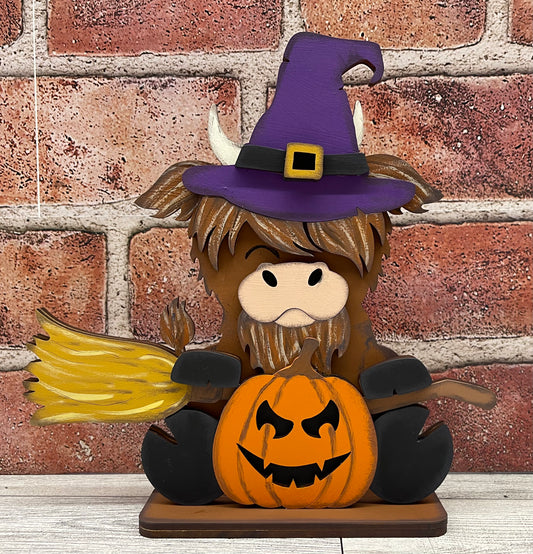 Highland Cow  Witch Stander  - unpainted cutouts, ready to paint