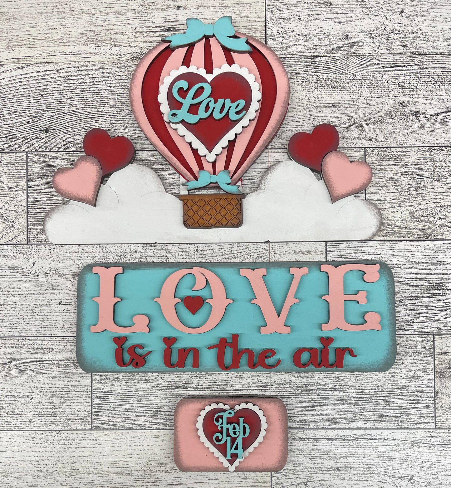 Love is in the Air Valentine’s Day Truck insert only, unpainted wood cutouts, ready for you to paint, does not include truck