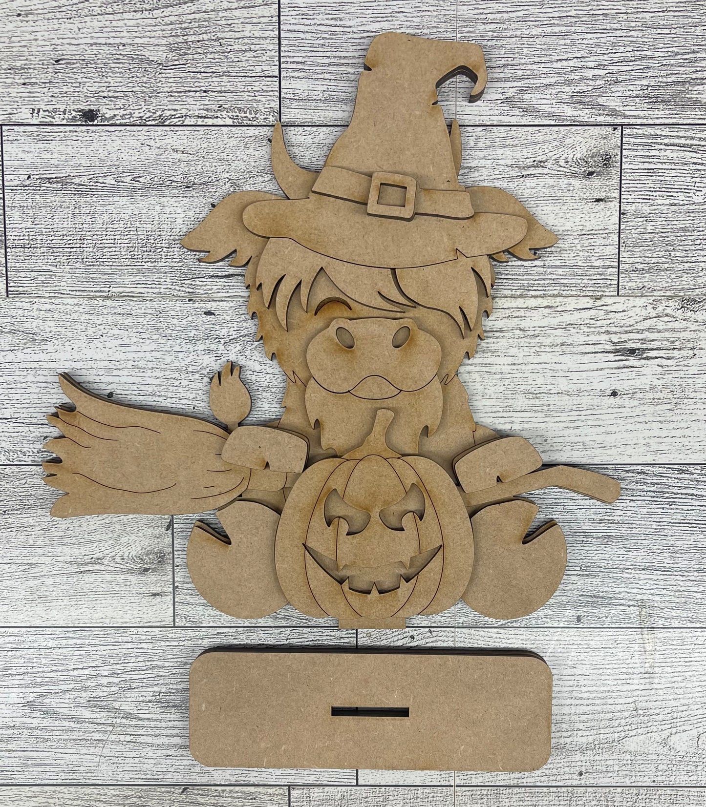 Highland Cow  Witch Stander  - unpainted cutouts, ready to paint