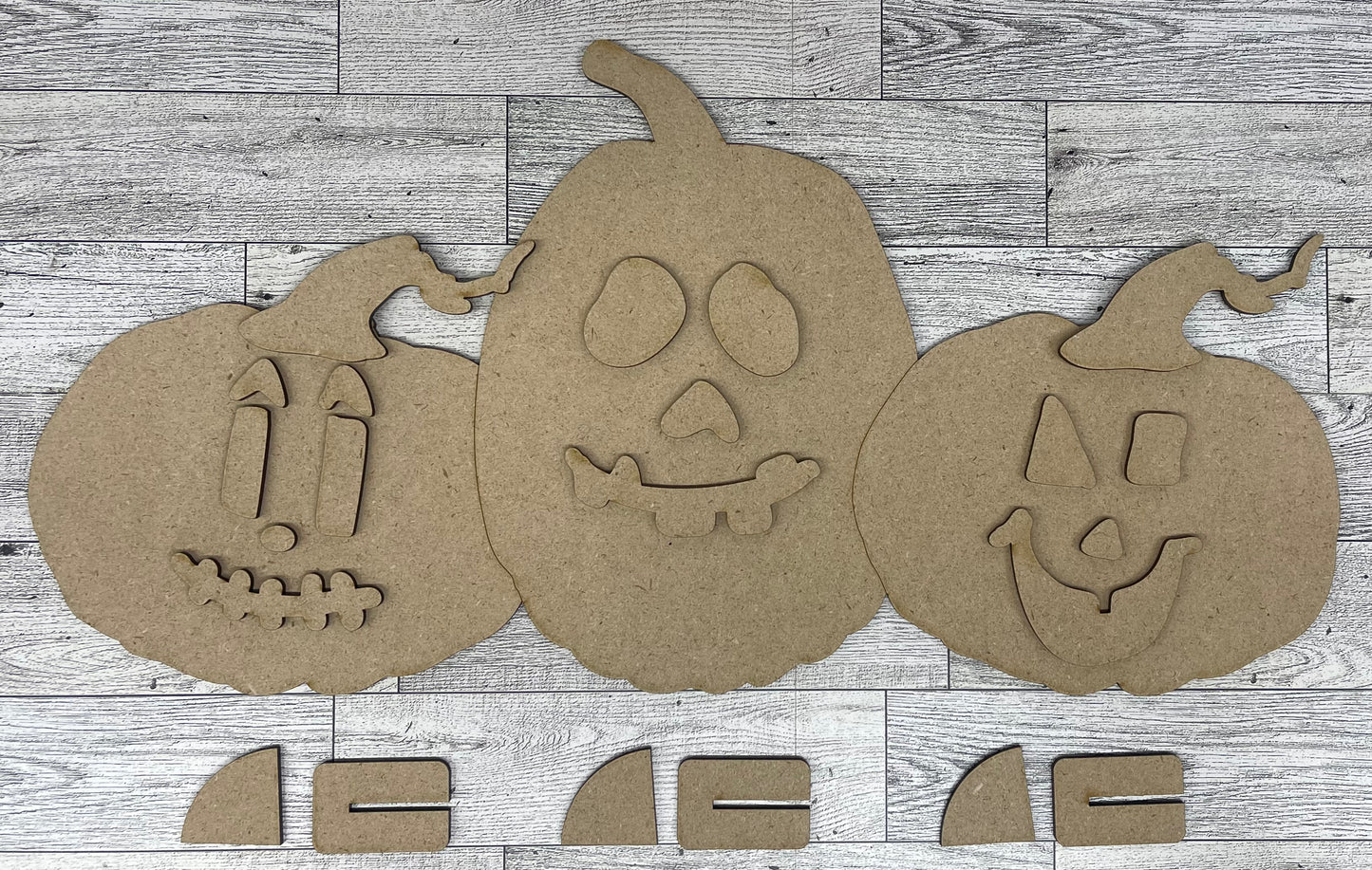 Pumpkin Pals - trio of pumpkins unpainted cutouts