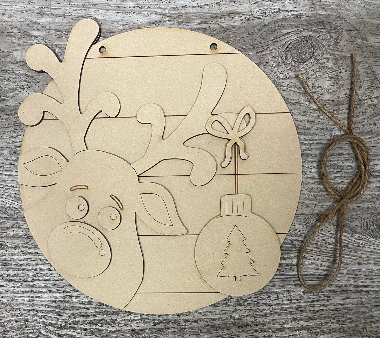 Reindeer Door sign wood cutouts, unpainted ready for you to finish