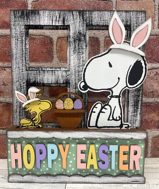 Peanuts - Snoopy & Woodstock Easter - Insert for Changeable Window Box unpainted wood cutouts, ready for you to paint