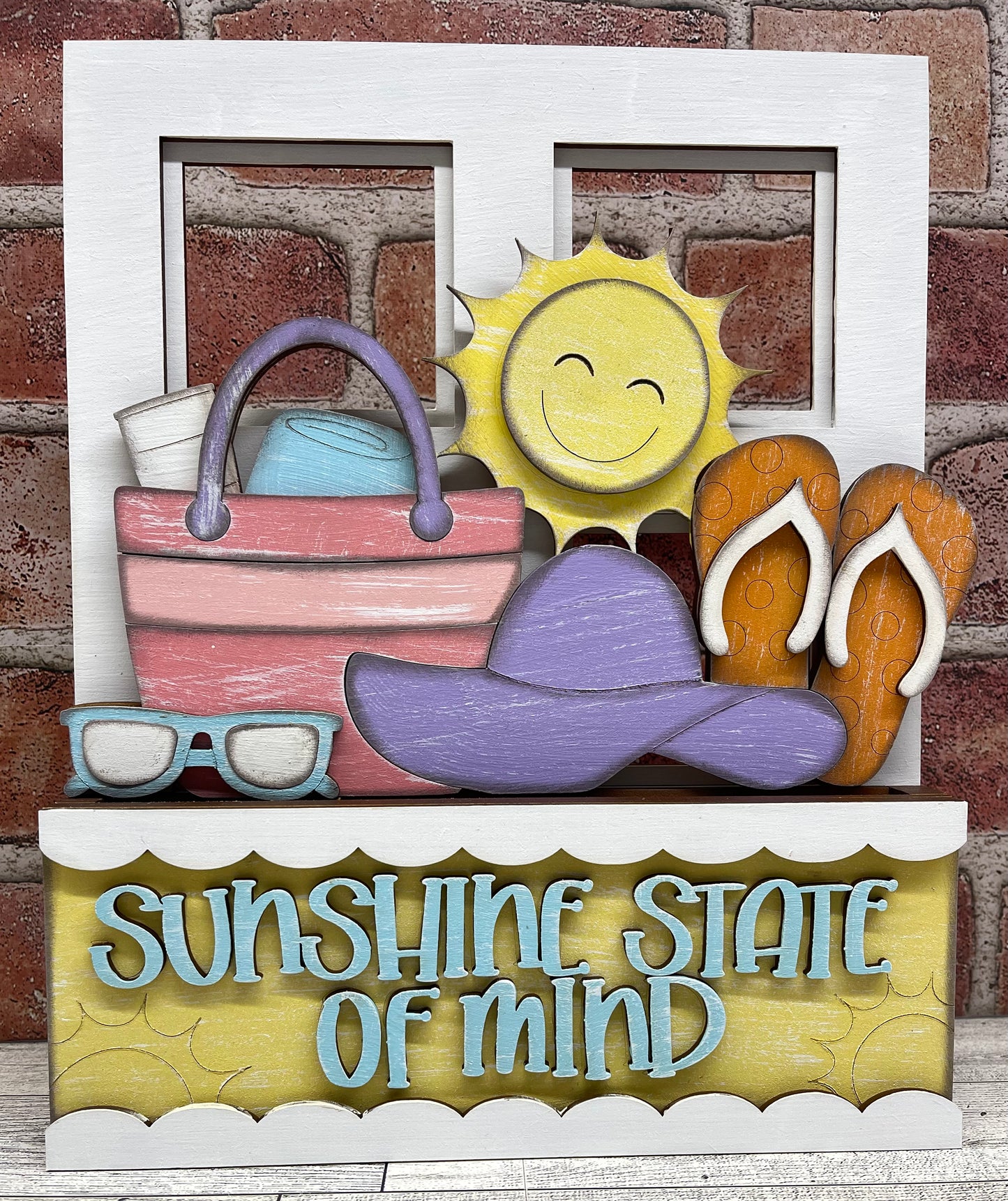 Summer - Sunshine State of Mind - Insert for Changeable Window Box unpainted wood cutouts, ready for you to paint