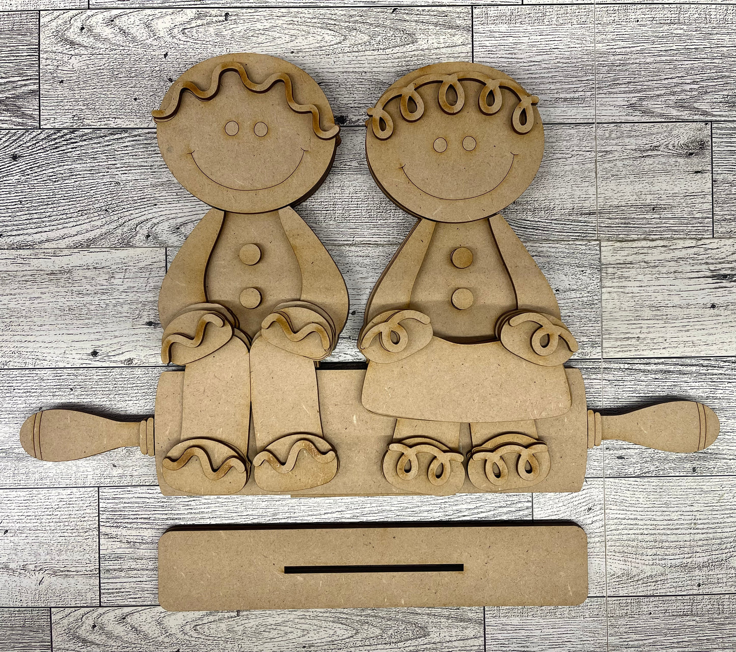 $12.00 Tuesday -  Gingerbread Sitters on Rolling Pin Bench cutouts ready for you to finish - truck sold separately