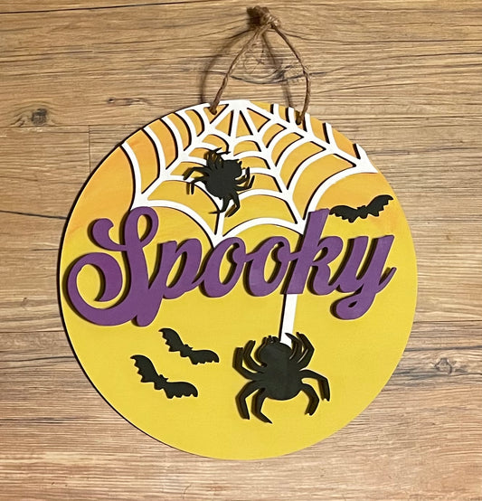 Spooky Halloween  Door Sign Kit, DIY Kit - unpainted wood cutouts ()