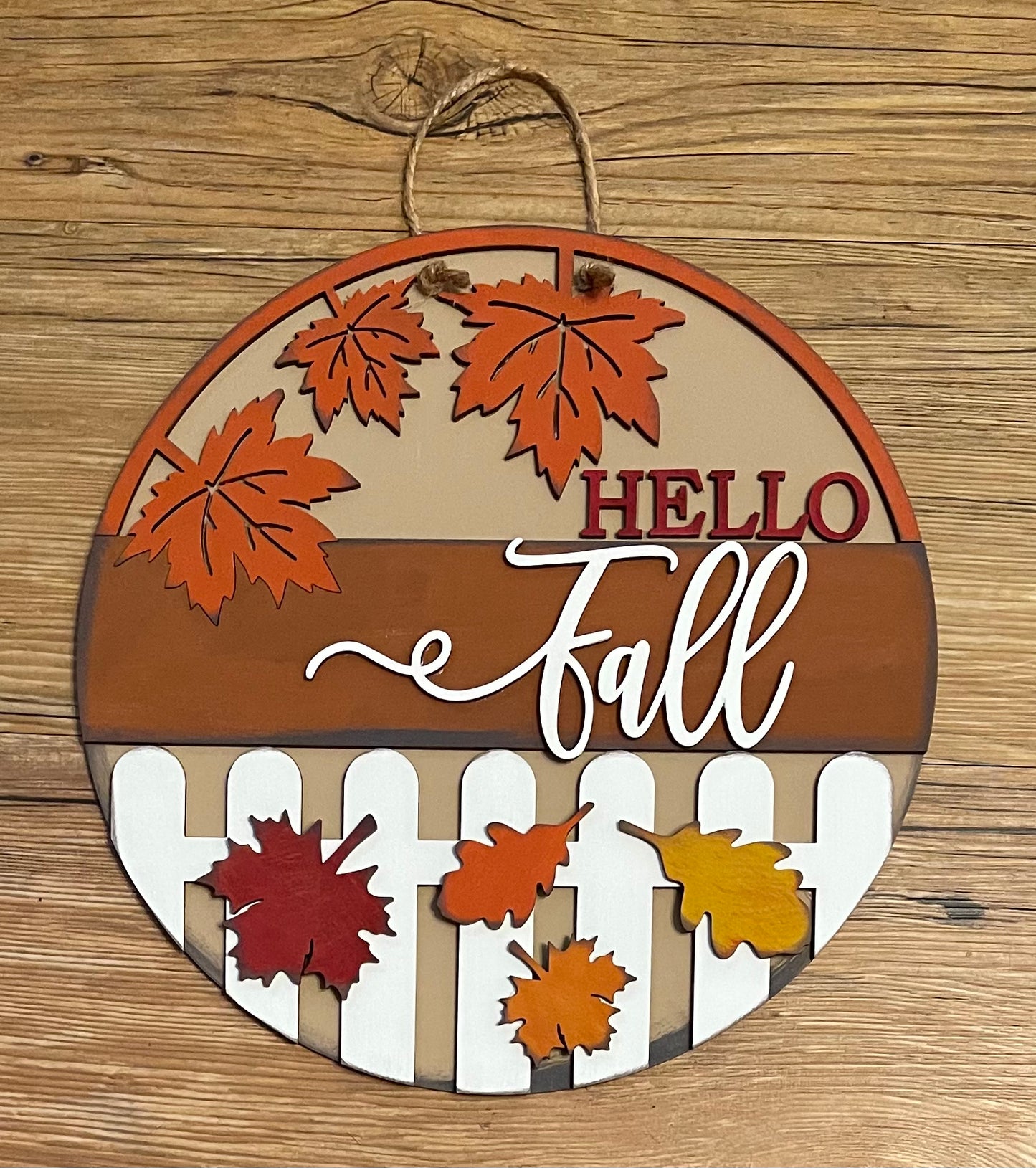 Hello Fall Leaves Door Sign Kit, DIY Kit - unpainted wood cutouts