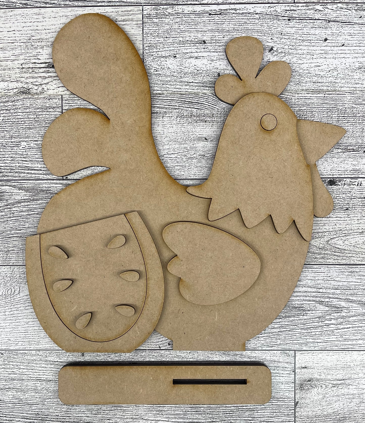 Chicken with Watermelon - Unfinished wooden cutout pieces