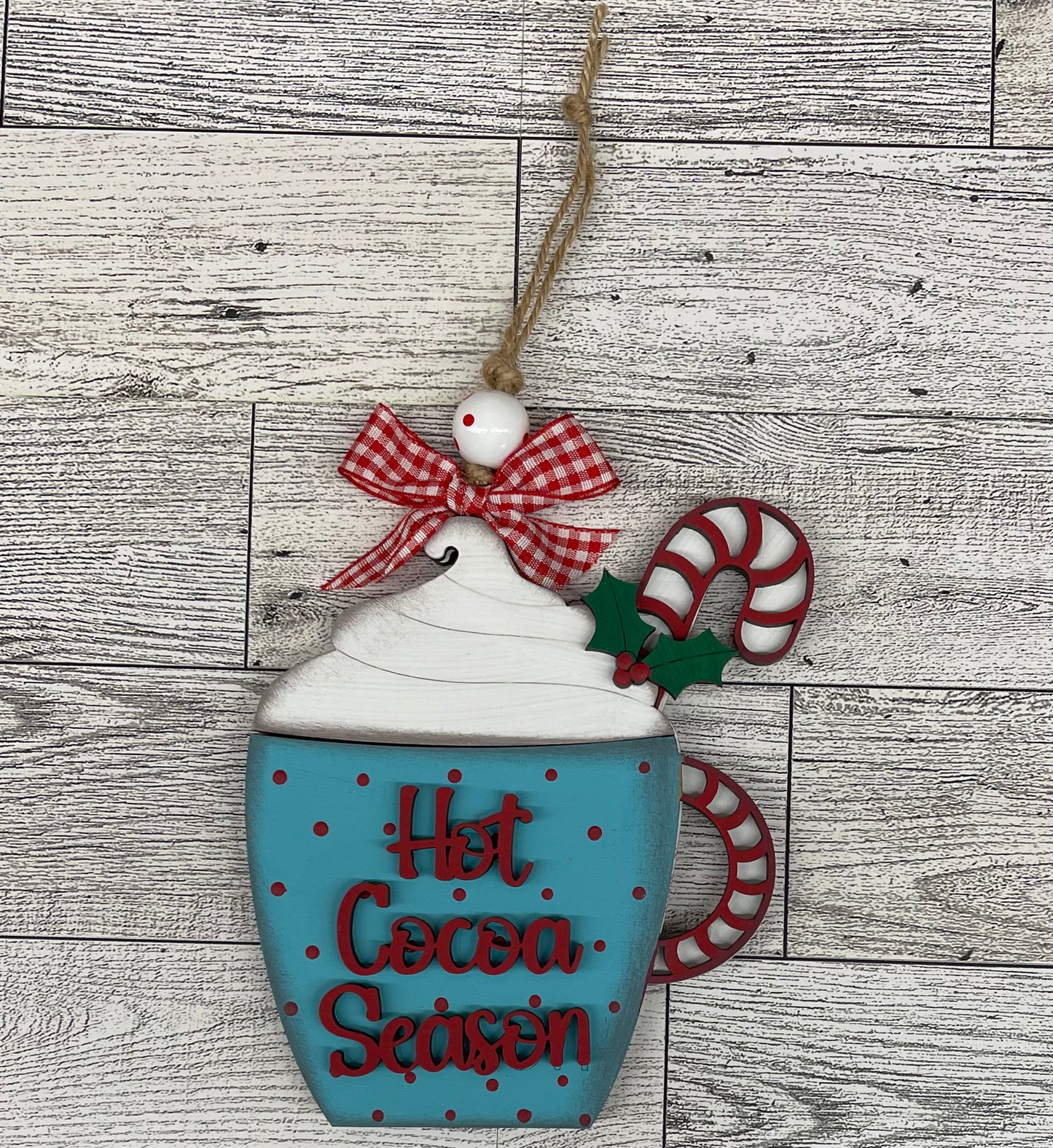 Hot Cocoa Ornaments - wood ornament cutout, unpainted ready for you to finish