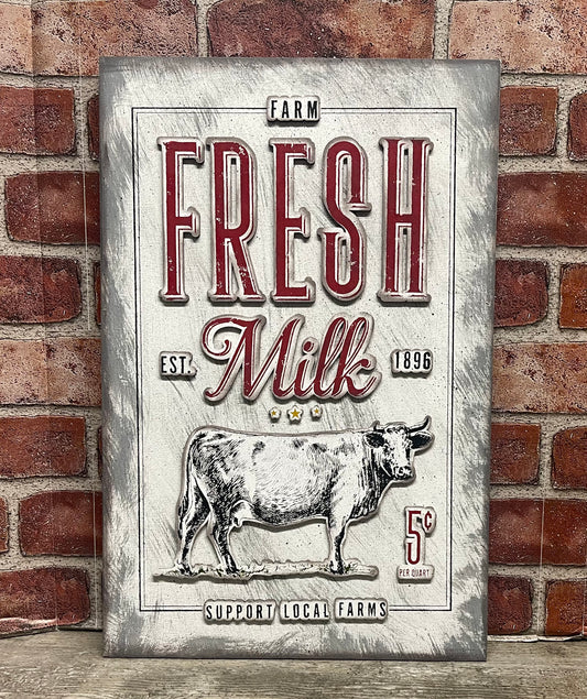 Farm Fresh Milk Cow sign and cutouts - unpainted wooden cutouts, ready for you to paint