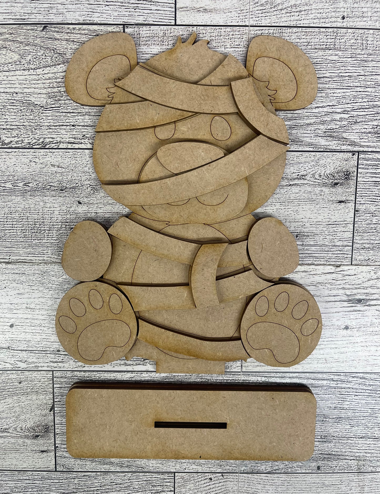 Both September 2025 Insert and blocks only - September Craft Kit - Hello Door Sign Insert and House Ladder Blocks Only unpainted cutouts, Bonus Mummy Bear Kit- doesn't include the door sign backer and house leaning ladder