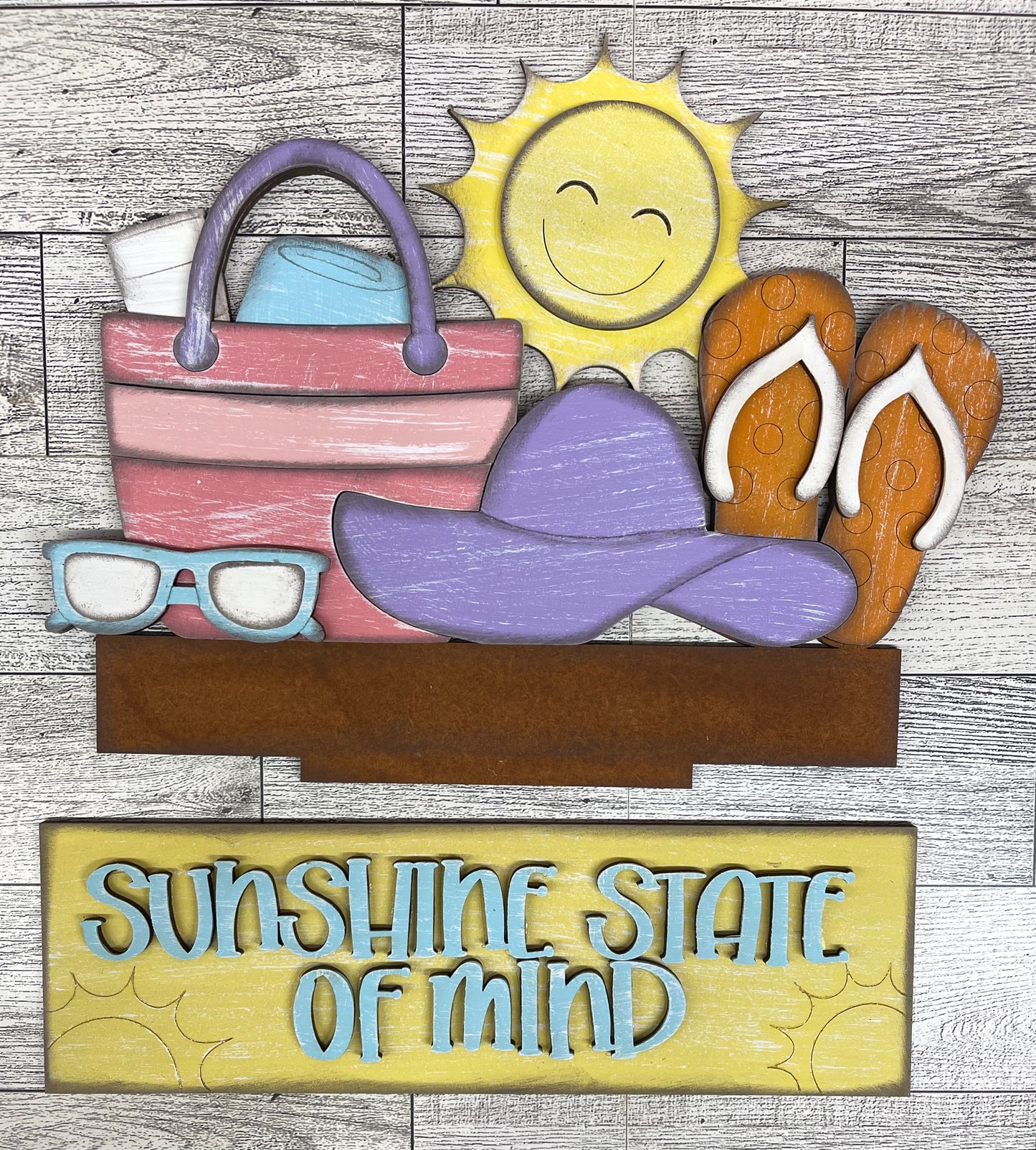 Summer - Sunshine State of Mind - Insert for Changeable Window Box unpainted wood cutouts, ready for you to paint