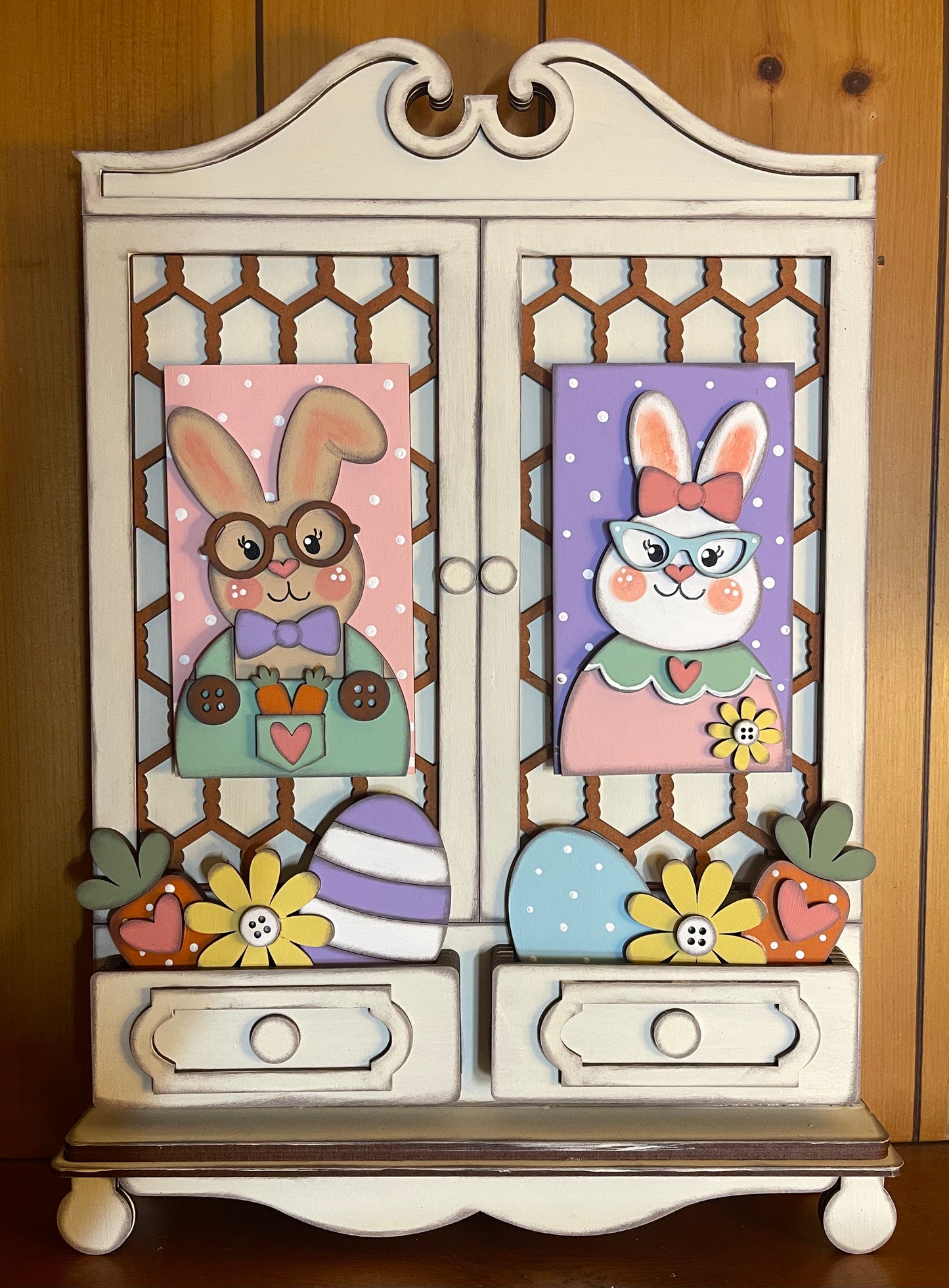 Cottage Cabinet Base - unpainted wooden cutouts, ready for you to paint