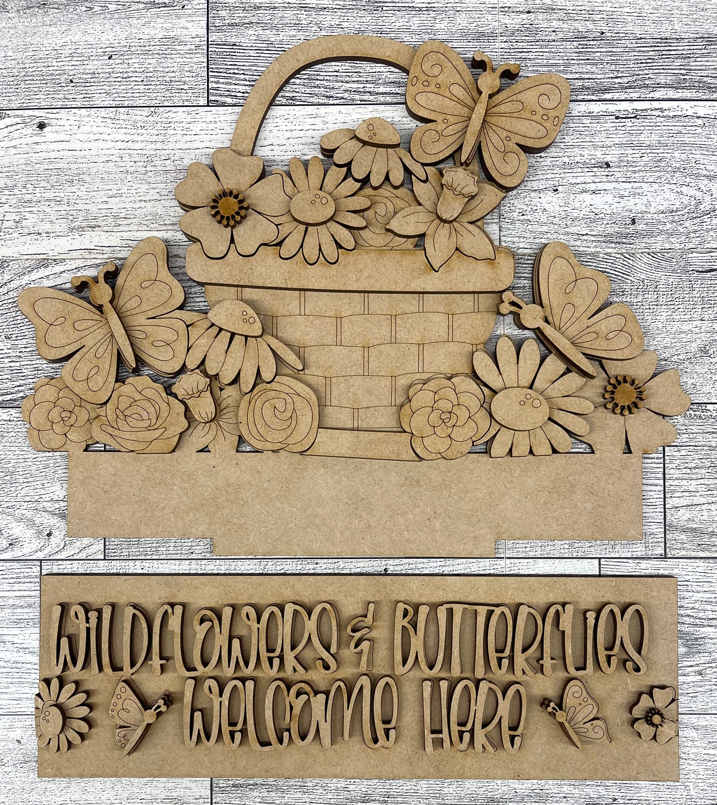Wildflowers & Butterflies - Insert for Changeable Window Box unpainted wood cutouts, ready for you to paint (Copy)