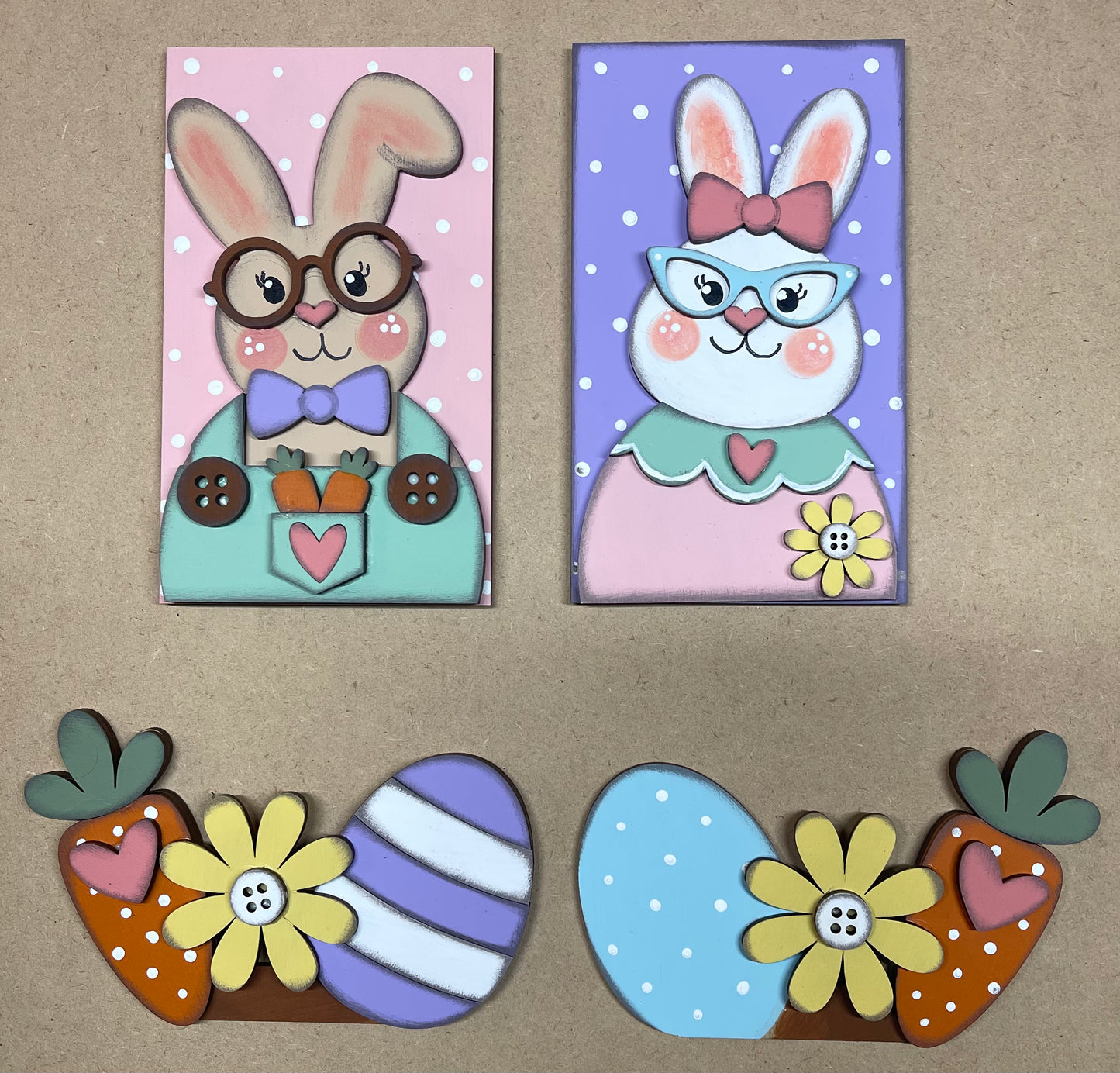 Easter Bunny Insert for the Cottage Cabinet - unpainted wooden cutouts, ready for you to paint